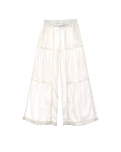 Tractr Jeans Drawstring Tiered Wide Leg Pull-on Pant In Gray