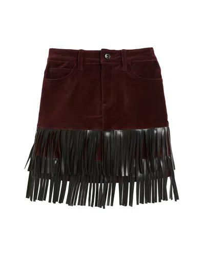 Tractr Jeans Fringe Mini Skirt In Brown