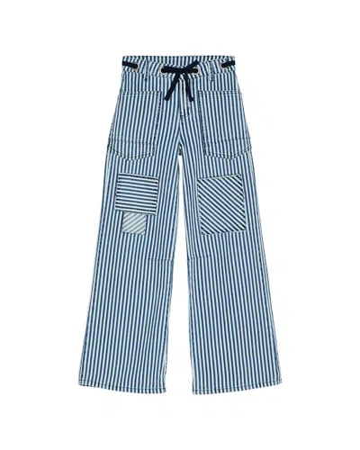 Tractr Jeans Grommet Waist Patched Wide Leg Pant In Multi