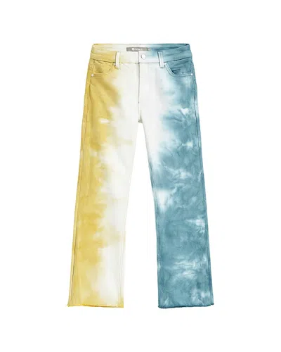 Tractr Kids'  Jeans High Rise Crop Flare Pant With Fray Hem In Multi