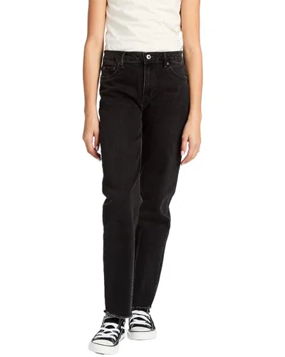 Tractr Jeans High Rise Slim Straight Ankle Crop Pant In Black