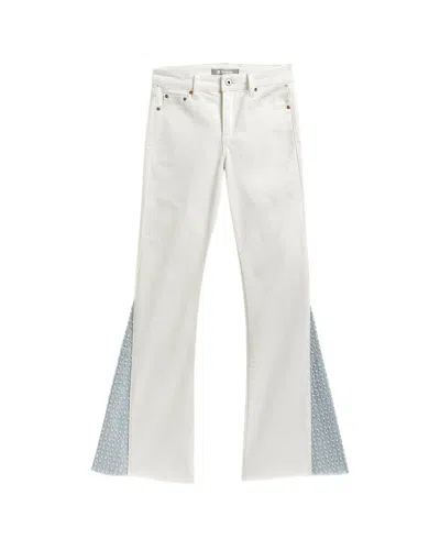 Tractr Kids'  Jeans Needle Punch Fray Hem Flare Pant In White