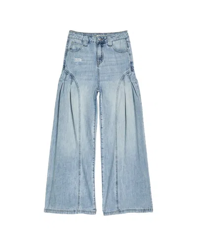 Tractr Jeans Pleated Side Wide Leg Pant In Blue