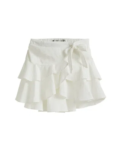 Tractr Jeans Ruffle Tiered Skort In White