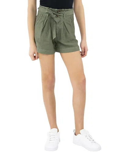 Tractr Jeans Self Tie Paper Bag Short In Green