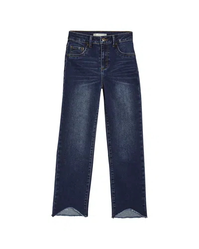 Tractr Kids'  Jeans Slim Straight Ankle Crop Pant With Rounded Fray In Blue