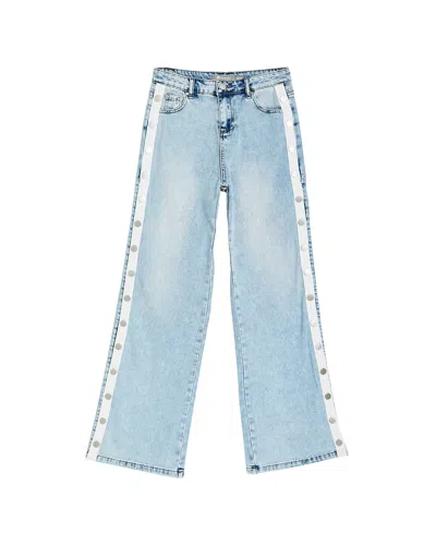 Tractr Jeans Snap Me Up Wide Leg Pant In Blue