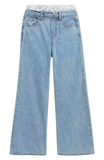 Tractr Kids' Boxer Wide Leg Pull-on Jeans In Blue