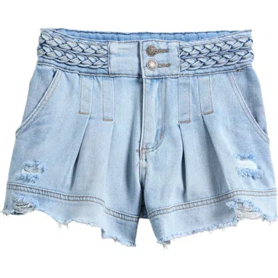 Tractr Kids' Braid Waist Distressed Shorts In Blue