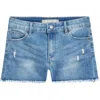 Tractr Kids' Brittany Distressed Frayed Hem Denim Shorts In Indigo
