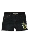 TRACTR TRACTR KIDS' BUTTERFLY EMBROIDERED DENIM SHORTS