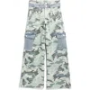 Tractr Kids' Camo Print Wide Leg Cargo Jeans In Multi