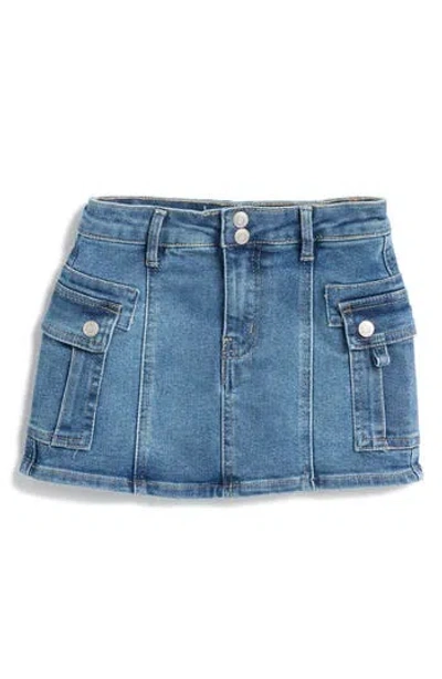 Tractr Kids' Cargo Denim Skirt In Med Wash