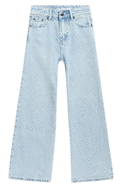 Tractr Kids' Chevron Wide Leg Jeans In Blue