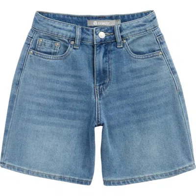 Tractr Kids' Cotton Blend Denim Shorts In Blue