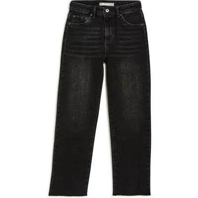 Tractr Kids' Crop Barrel Leg Jeans In Black Wash