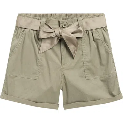 Tractr Kids' Cuffed Belted Shorts In Green