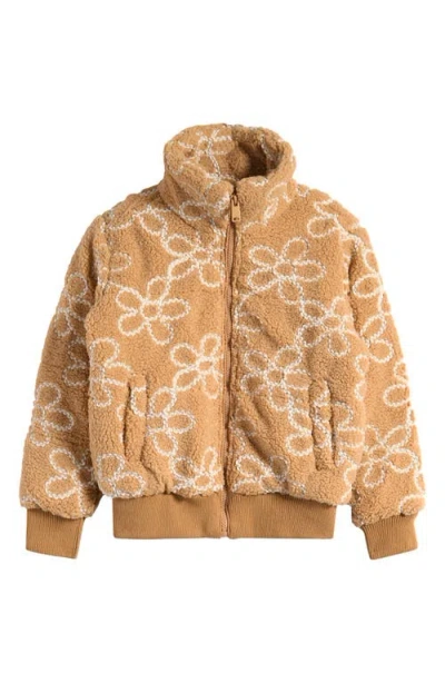Tractr Kids' Daisy Fleece Jacket In Caramel