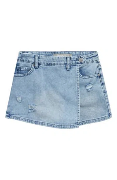 Tractr Kids' Distressed Overflap Denim Skort In Blue