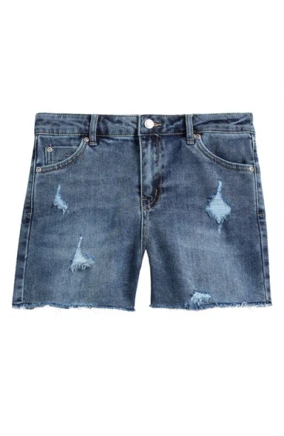 Tractr Kids' Distressed Stretch Denim Shorts In Blue