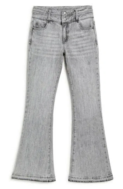 Tractr Kids' Double Waistband Flare Jeans In Gray