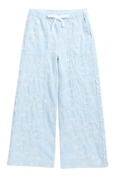 Tractr Kids' Embroidered Beach Pants In Metallic