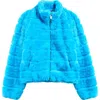 Tractr Kids' Faux Fur Jacket In Hot Coral