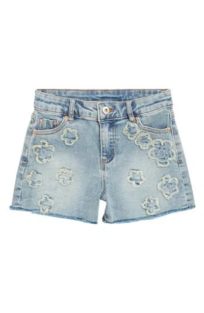 Tractr Kids' Floral Patch Fray Hem Denim Shorts