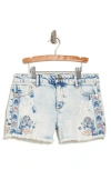 TRACTR TRACTR KIDS' FRAYED EMBROIDERY CUTOFF DENIM SHORTS