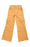 Tractr Kids' French Terry Wide Leg Cargo Pants In Gold