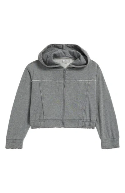 Tractr Kids' French Terry Zip-up Hoodie In Heather Grey