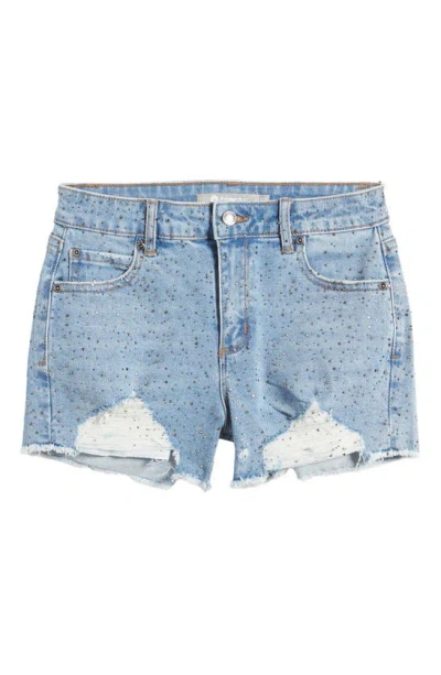 Tractr Kids' Glitz & Glam Distressed Jeans Shorts In Blue