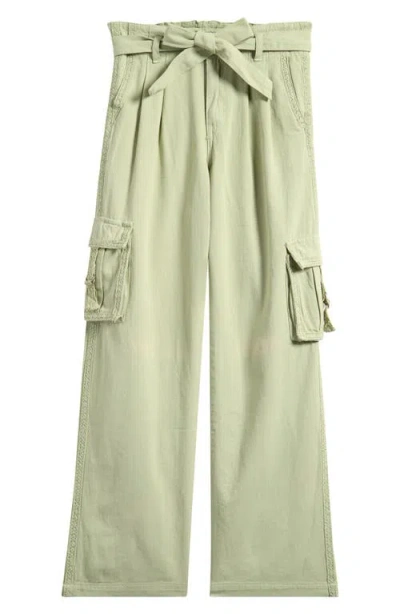 Tractr Kids' Lace Trim Cotton Cargo Pants In Green