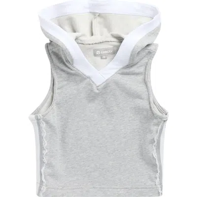 Tractr Kids' Lace Trim Sleeveless Cotton Blend Hoodie In Gray