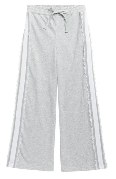 Tractr Kids' Lace Trim Sweatpants In Gray