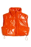 Tractr Kids' Lacquer Puffer Vest In Flame