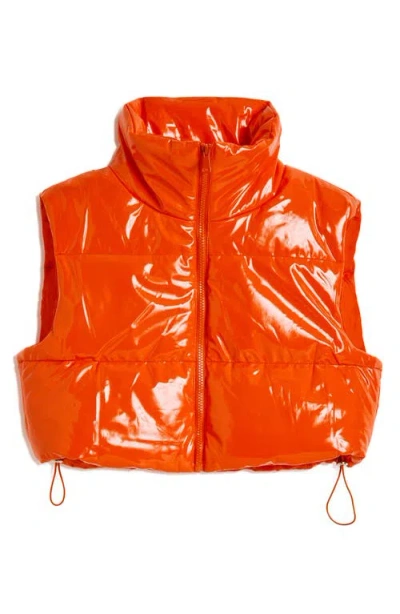 Tractr Kids' Lacquer Puffer Vest In Flame