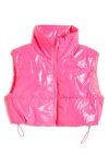 Tractr Kids' Lacquer Puffer Vest In Neon Pink