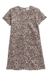 Tractr Kids' Leopard Print Faux Suede Dress In Animal Print