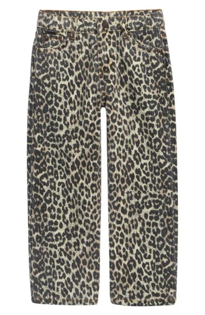 Tractr Kids' Leopard Wide Leg Jeans In Animal Print