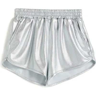 Tractr Kids' Metallic Dolphin Shorts In Silver