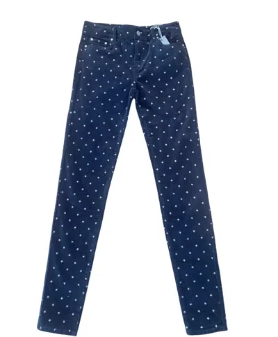 Tractr Kids Mid Rise Star Print Corduroy Skinny Jean In Navy Blue