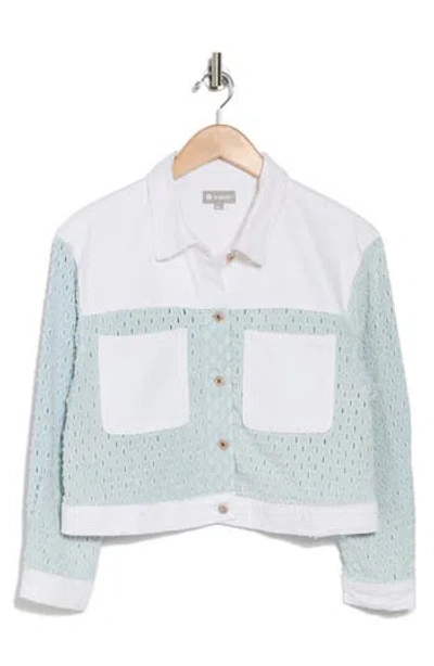 Tractr Kids' Needle Punch Colorblock Jacket In Indigo/white