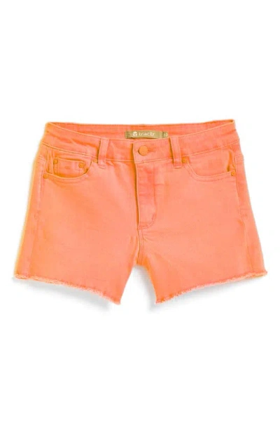 Tractr Kids' Neon Cutoff Denim Shorts In Neon Orange