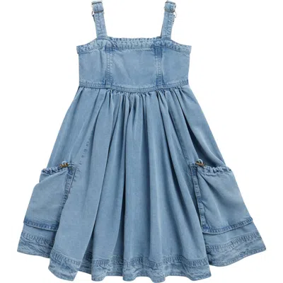 Tractr Kids' Parachute Chambray Dress In Blue