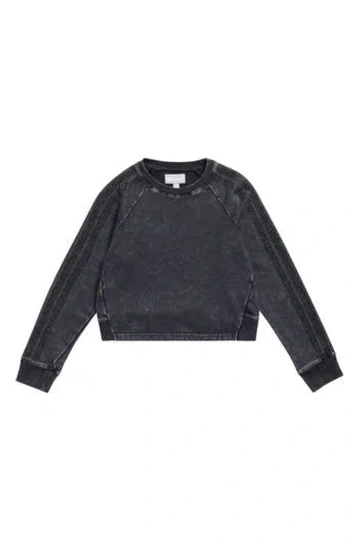 Tractr Kids' Rhinestone Stripe Cropped Sweatshirt In Gray