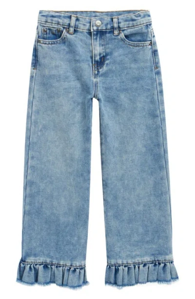 Tractr Kids' Ruffle Hem Wide Leg Jeans In Blue