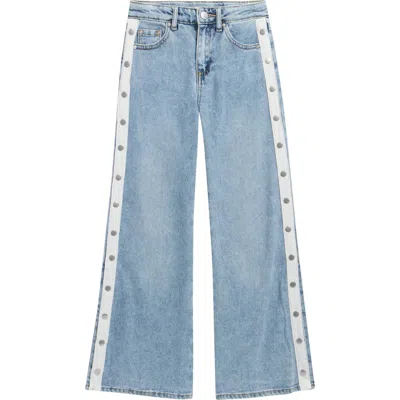 Tractr Kids' Snap Me Up Wide Leg Jeans In Blue