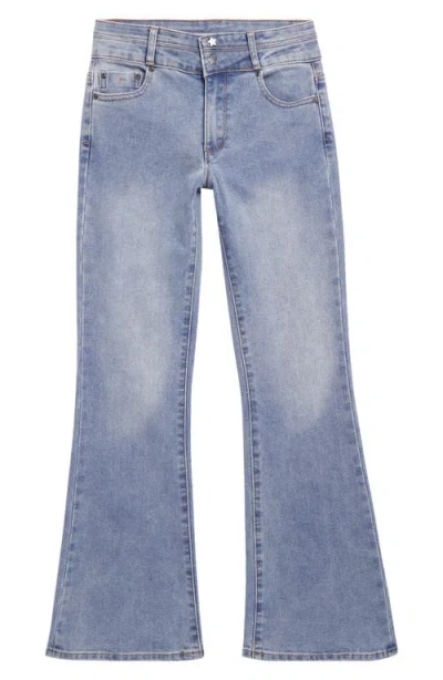 Tractr Kids' Star Snap Flare Jeans In Blue Wash