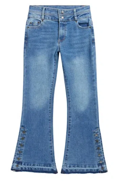 Tractr Kids' Star Snap Flare Leg Jeans In Blue